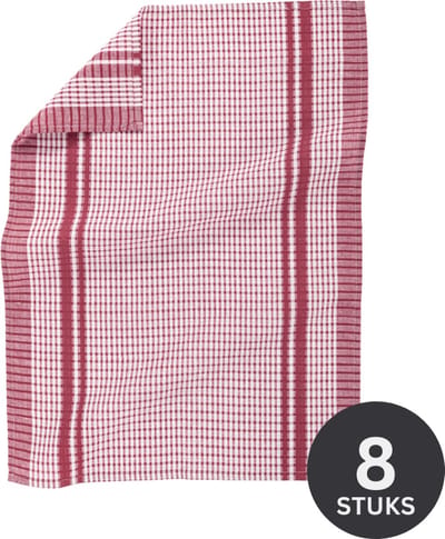 Tiseco Home Studio - Keukenhanddoek WAFFLE - SET/8 - 100% katoenwafel - ultra-absorberend - sneldrogend- duurzaam materiaal - 50x70 cm - Rood