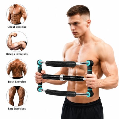 House Of Atelier - Verstelbare Armtrainer voor Spierkracht - Draagbare PowerTwister Bar voor Fitness en Training - Veerweerstand