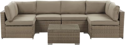 BELVEDERE - Loungeset voor 6 - Bruin - PE rotan
