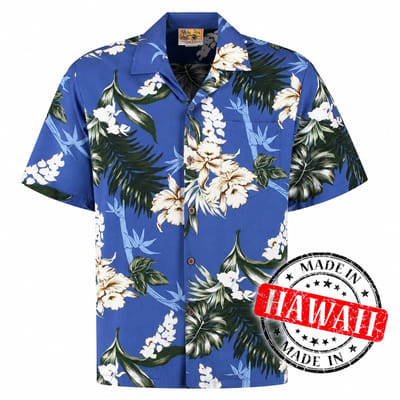 Hawaii Blouse Mannen - Shirt - Hemd - 100% Viscose - Overhemd Heren Korte Mouw - Made in Hawaii "Lanikai Blauw" Maat S