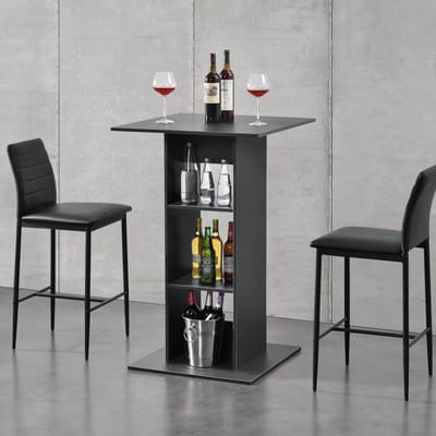 Bartafel Visby met 3 planken 70x70x110 cm donkergrijs