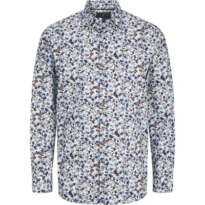 Jack & Jones Overhemd Jprblaleeds Print Dobby L/s Shirt L 12268132 Naval Academy/comfort Fit Mannen Maat - M