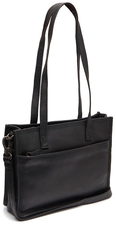 The Chesterfield Brand Waxed Pull Up Medium Schoudertas Dames - Leer - Zwart