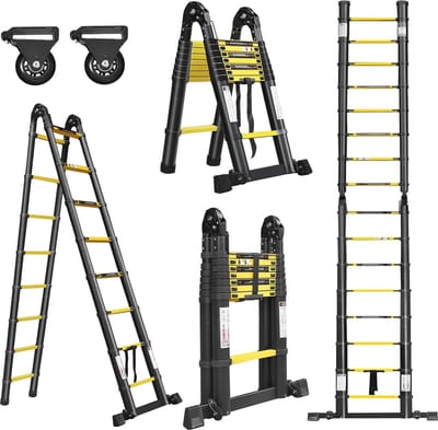 Telescopische ladder 5 m | Inklapbare aluminium ladder | Antislip vouwladder