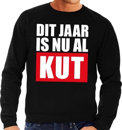 Foute oud en nieuw trui / sweater - dit jaar is nu al kut - zwart voor heren S