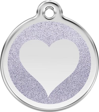 Red Dingo Hondenpenning 30 mm hart glitter zilverkleurig