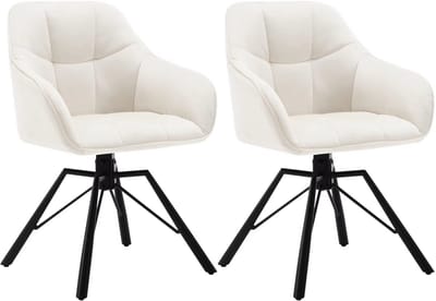 Set van 2 Draaibare Eetkamerstoelen - Gestoffeerde Comfortstoelen met Armleuningen & Rugleuning - Voor Keuken, Woonkamer & Restaurant