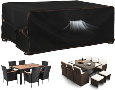 Famanu - Waterdichte hoes voor terrasmeubels, rechthoekige hoezen voor eetkamerstoelen voor buiten, zwaar belastbaar, weerbestendig, sectionele set hoezen voor bescherming van 213 x 117 cm B x 75 cm H