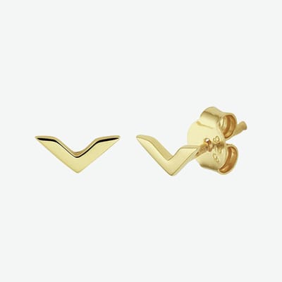 YO&NO - Oorbellen - Zilver verguld - Oorknoppen - V - 7,5/3mm - Sieraden vrouw - Gerhodineerd - Zilver 925