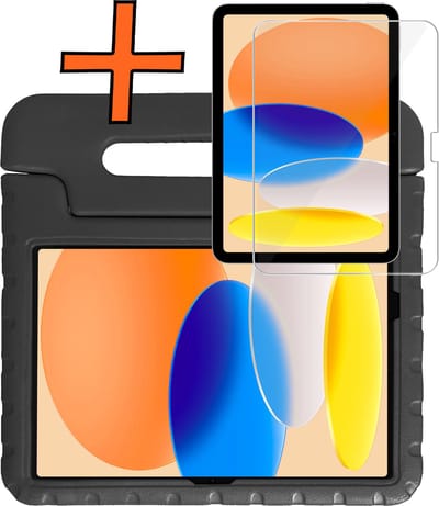 Hoesje - Geschikt voor Apple iPad A16/A18 (2025/2026) - 11 inch (11e & 12e generatie) - Met Screenprotector - Kinderhoes Shockproof Bumper - Kidsproof Case - Tablet Hoes - Kinder Hoes Cover - Zwart