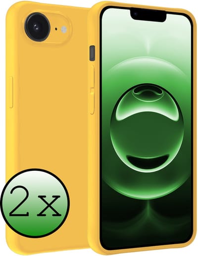 Hoesje 2 Stuks - Geschikt voor Apple iPhone 16e - Sterk & Shockproof - Case Siliconen - Back Cover - Telefoon Hoes - Geel