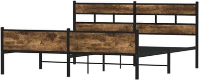 Bedframe Metaal - Ledikant Frame - Slaapkamer Inrichten - Robuust Stalen Frame - 200x200 cm - Gerookt Eiken