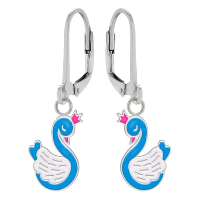 WeLoveSilver - kinderoorbellen - zilveren zwaan - roze kroon