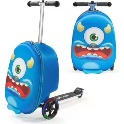 VEVOR Scooterkoffer, 20 liter inhoud, reiskoffer met Flash PU-wielen, TPR antislip handgreep, max. draagvermogen 50 kg, handbagage voor kinderen, voor kinderen vanaf 5 jaar, blauw