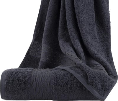 Homéé badlaken golf jacquard 550g. m² 70x140cm 100% katoen badstof set van 2 stuks - mauna (blauw/antraciet)