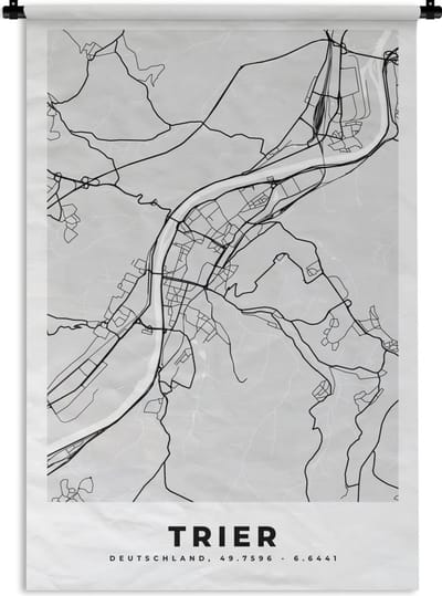 Wandkleed - Wanddoek - Stadskaart - Duitsland - Plattegrond - Trier - Kaart - 120x180 cm - Wandtapijt