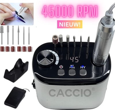 Elektrische Nagelvijl-45.000RPM-Elektrische Nagelfrees set-Silver Nagelvijl elektrisch-60W-Incl. 6nagelbitjes-6 schuurrolletjes-Manicure en Pedicure Voeten en Handen-Vijl-Acrylnagels-Gelnagels-Nepnagels-manicure pedicure set