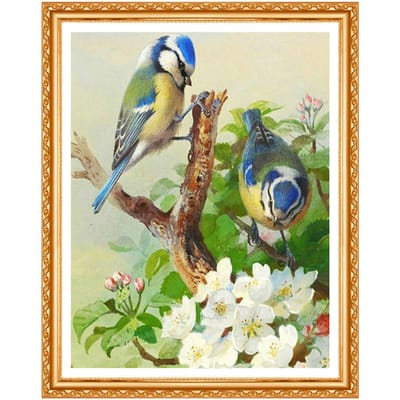 Peinture diamant d'oiseau à faire soi-même, strass ronds, point de croix, broderie de cristal, fleur, décoration de maison 20X30CM gray