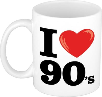 Bellatio Decorations I Love 90's mok - 300 ml - koffie beker - theemok - cadeau mok - jaren 90 - Nineties liefhebber