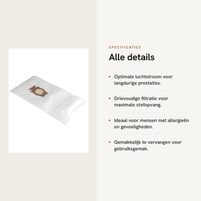 Dailygoods- Stofzuigerzakken 6 stuks - Geschikt voor KIRBY SENTRIA G10/G10E - Synthetisch meerlaagse stof - Drievoudige las - 99,97% stoffiltratie - Vacuümzakken