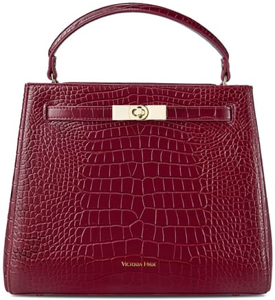 Victoria Hyde "Victoria III" - Bordeauxrood- Dames Handtas Vintage - Schoudertas Dames - 28x23x11 cm - Ipad - Akte tas - Rits - Vakken - Exclusive Edition -Kunstleer Handvat Schoudertassen met verwisselbare riemen en praktische indeling