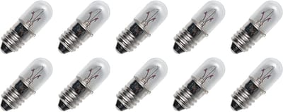 Signaallamp E10 6.3V 0.63W - 100 mAh - 10 stuks - T10 Gloeilamp Ø10mm - 28mm - 2500K - Dimbaar