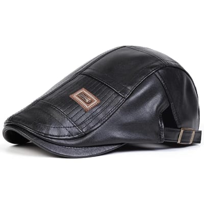 Casquettes Newsboy en Cuir PU Rétro pour Homme Étiquetage Jamont Chapeaux de Peintres Britanniques Printemps Automne Casquette Plate Réglable sur le Côté Bérets Hip Hop gray