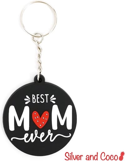 SilverAndCoco® - Moederdag Verjaardag Cadeautje Kind / 2D Sleutelhanger Auto Huis / Sinterklaas Schoen Cadeau Key Chain / Sleutel Ring Sleutels - Moeder / Mama / Best Mom Ever