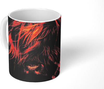 Mok - Koffiemok - Schotse hooglander - Koe - Hoorns - Portret - Dieren - Mokken - 350 ML - Beker - Koffiemokken - Theemok