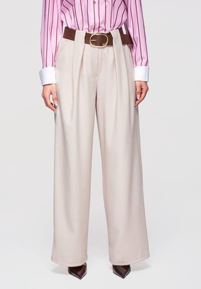 OMBRE Broek - Loose Fit - Effen - Broek Beige ONESIZE