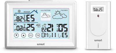 Weerstation met Sensor - Binnen en Buiten - Weersvoorspelling bijhouden - Automatische Tijdsynchronisatie - 142 x 95 cm - Wit