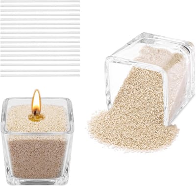Kaarsenzand Zandkleur 500g - Inclusief 17 Kaarsen Wieken voor Zelf Kaarsen Maken