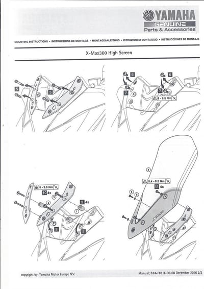 Pare brise Hauteur 71cm pour scooter Yamaha 125 Xmax 2018 à 2020 B74F837J0100 Neuf