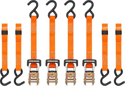 Ratelbanden Set - Spanbanden Vastzetten - Zwaar Transport - 1 4 kg Breeksterkte - 4 Stuks 3 Meter - Oranje