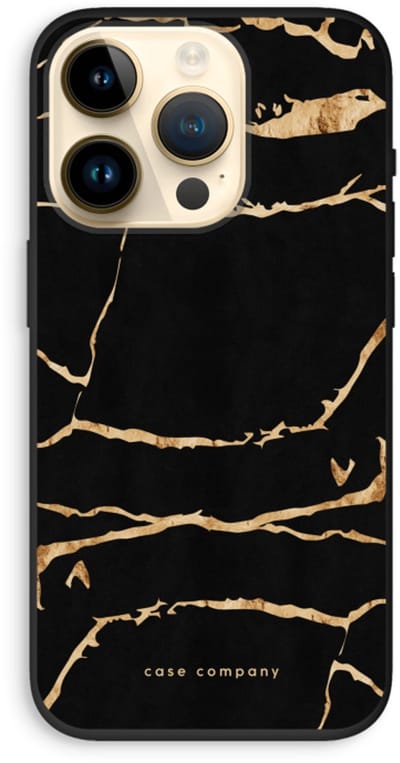 Case Company® - Hoesje geschikt voor iPhone 14 Pro hoesje - Gouden marmer - Biologisch Afbreekbaar Telefoonhoesje - Bescherming alle Kanten en Schermrand