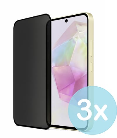 Privacy Screenprotector Geschikt voor Samsung Galaxy A35 – Anti-Gluren – Krasbestendig Gehard Glas 9H – Volledige Dekking – 3-Pack – FuturiQ
