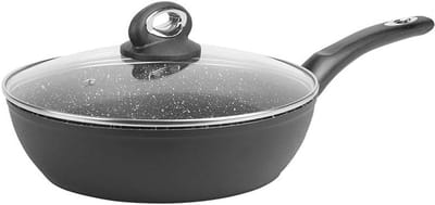 Sautepan Granité 24 cm - Gesmeed Aluminium met Zwarte Antiaanbaklaag en Glazen Deksel