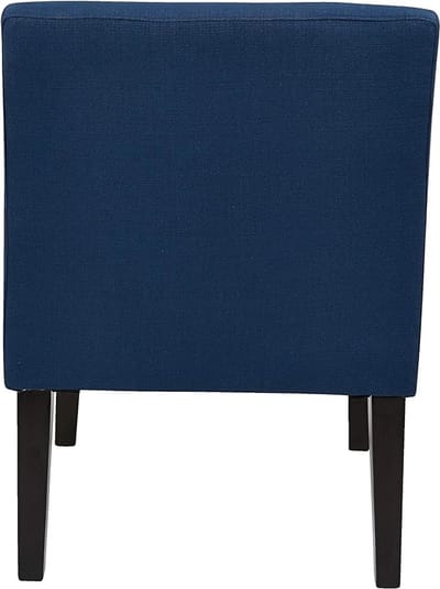 Gestoffeerde Gaststoel 69,2x60,3x85,7 cm – Comfortabele Wachtkamerstoel met Armleuningen, Indigo Stoffering, Houten Poten Espresso Finish, Duurzame Binnenvering – Luxe Bezoekersstoel voor Kantoor & Thuis