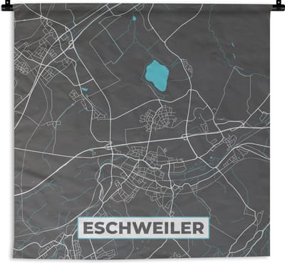 Wandkleed - Wanddoek - Stadskaart – Eschweiler – Duitsland – Plattegrond – Kaart - 180x180 cm - Wandtapijt