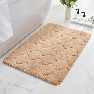 Badkamertapijten, 36 x 24, machinewasbare antislip badmat voor douchevloer, absorberende sneldrogende badmat met rubberen achterkant voor badkamervloer, bad, douche en woondecoratie, kaki