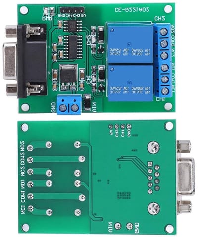 2 Kanaals Seriële Poort Relay Module, RS232 UART Protocol DB9 Interface, Betrouwbare en Duurzame Schakelbord met Condensatorfilter Circuit voor Efficiënte Besturing