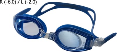 Kinderzwembril op sterkte - R (-6.0) / L (-2.0) - Blauw