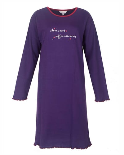 Tenderness Dames Nachthemd - Lange Mouwen- Paars Maat M