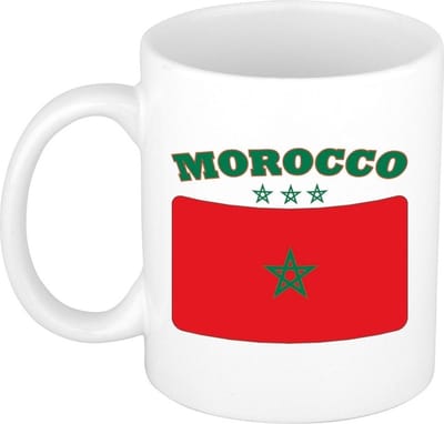 Koffie mok met vlag Marokko - drinkbeker - Marokkaanse vlag - 300 ml - supporters