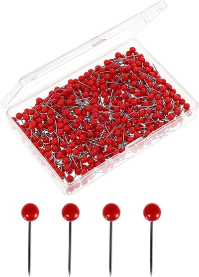Mini Duimspelden voor Prikbord en Corkboard - Multifunctionele Rond Pinnen voor Kaarten, Foto's en Creatieve Projecten - 0.5 x 1.5 cm (Rood)