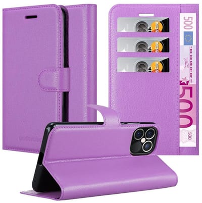 Cadorabo Hoesje geschikt voor Apple iPhone 12 PRO MAX in MANGAAN PAARS - Beschermhoes met magnetische sluiting, standfunctie en kaartvakje Book Case Cover Etui
