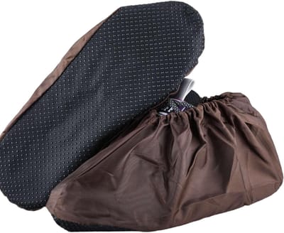 4 paar herbruikbare overschoenen - waterdicht, antislip, milieuvriendelijk - perfect om vloeren en tapijten schoon en netjes te houden - dikke, stofdichte overschoenen-Eén maat past iedereen - zoollengte is 31 cm (bruin)