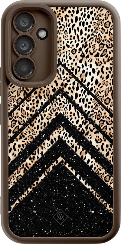Casimoda® hoesje - Geschikt voor Samsung Galaxy A34 - Leopard Abstract - Zwart TPU Backcover - Luipaardprint - Bruin/beige