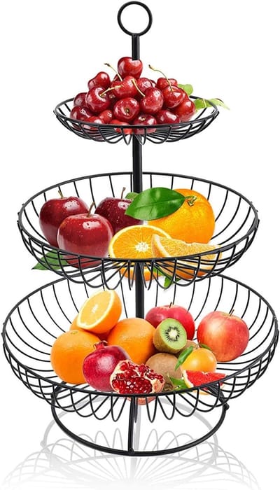 3-laags fruitmand, metalen fruitschaal, groentenmand, fruitstand, fruitopslagrekken, fruithouder voor keukendisplay, 16/24/30 cm