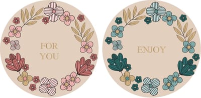 For You Stickers - Enjoy Sticker - Flower Field Gold - Pink/ Blue - Cadeausticker - Cadeauversiering
